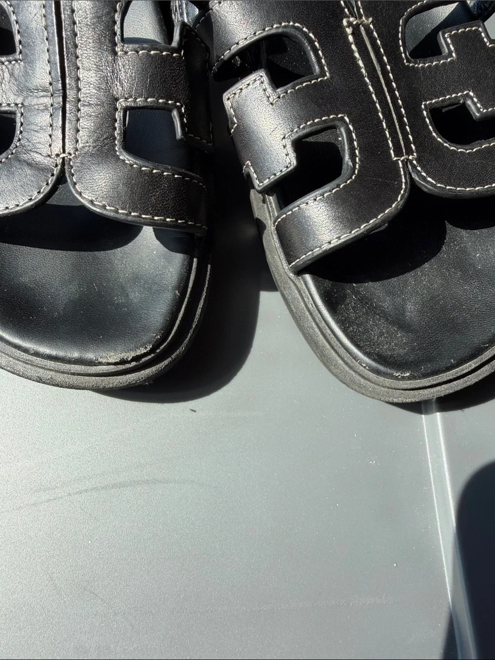 Sam Edelman Black Cutout Leather Slide Sandals
